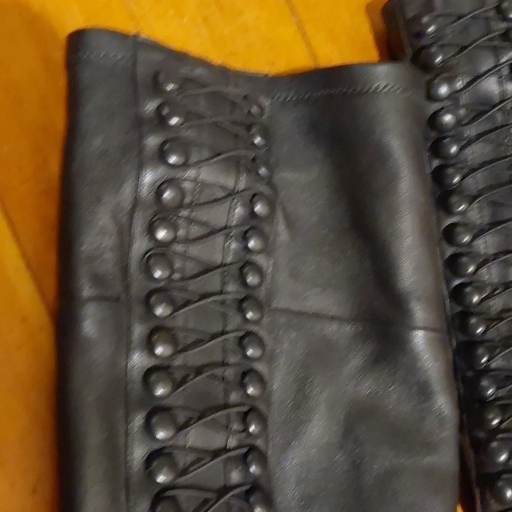 VC John Camuto Black Lamb leather OTK Thigh high Cut out Punk Sexy Boots S.7.5